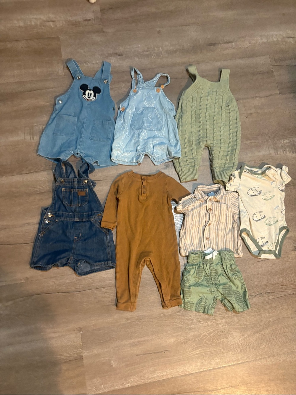 Kids Blue Denim Mickey Overalls - 8 pieces bundle